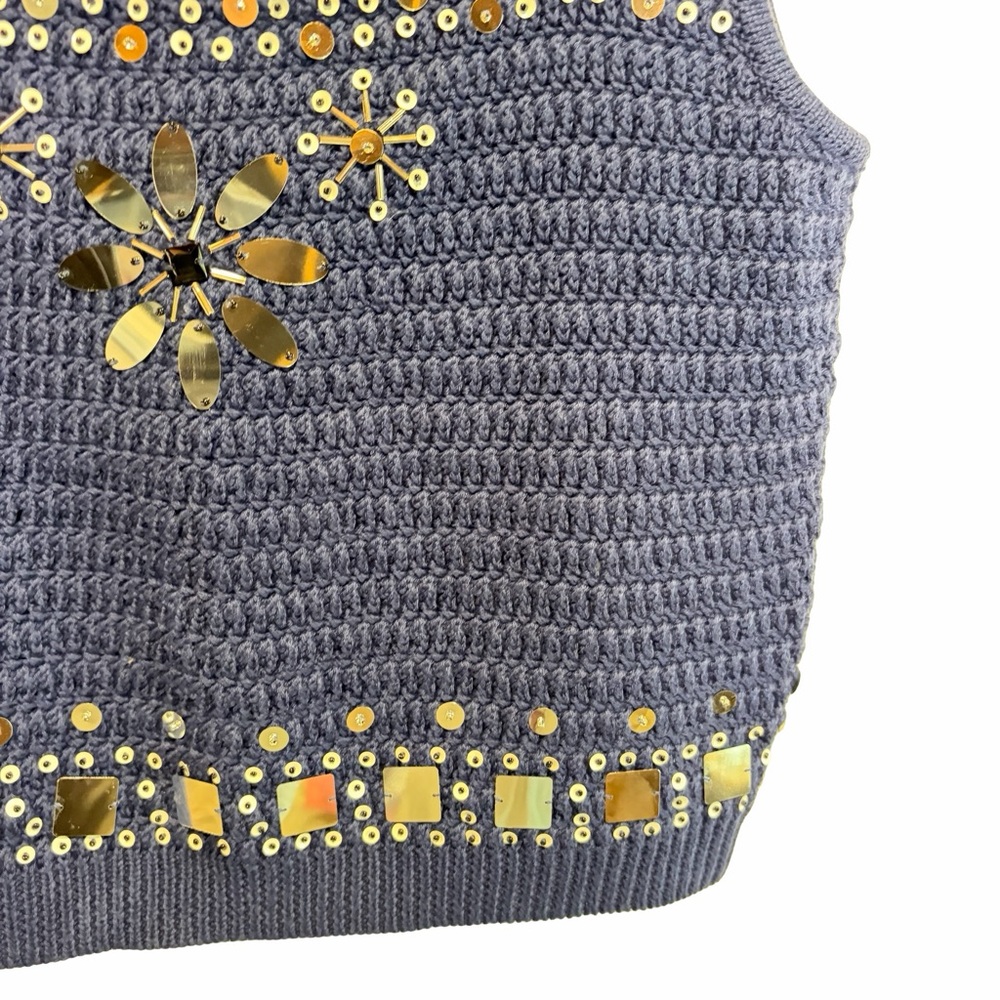 J. Crew Sweater Tank with hand-embellished mirrors in Dark Blue, Size M NWT - Picture 6 of 15